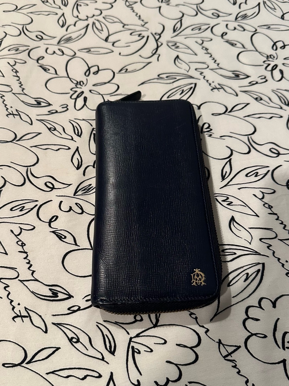 Dunhill Leather Zip Wallet - Navy Blue